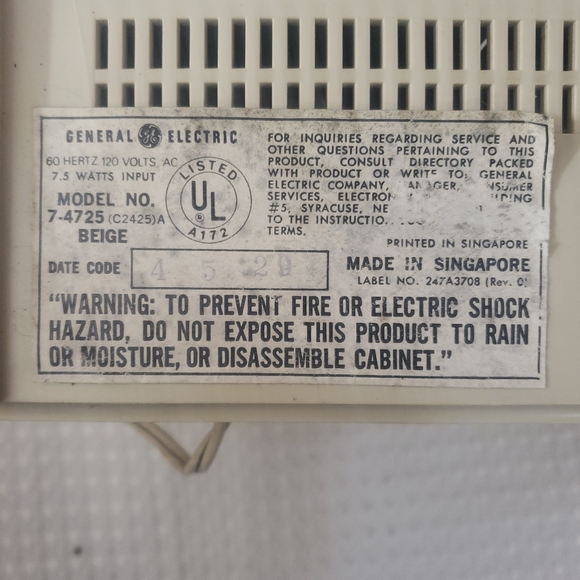 Vintage GE Alarm Clock Radio Model 7-4725 Tested Working Condition - Picture 5 of 8